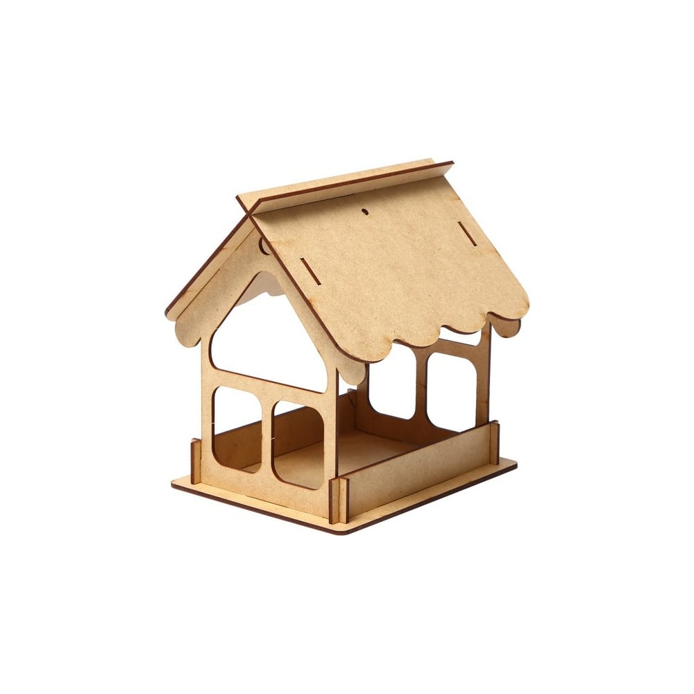 Изображение товара Разобранная кормушка для птиц Greengo Домик ХДФ, 21x18x21 см