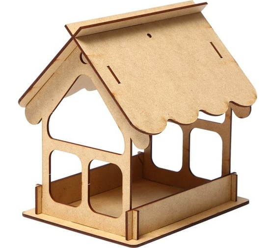Изображение товара Разобранная кормушка для птиц Greengo Домик ХДФ, 21x18x21 см 7602379
