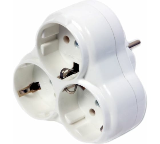 Изображение товара Разветвитель NE-AD 3-гнезда с заземлением, треугольник, 16А, 250В, Белый, 1003