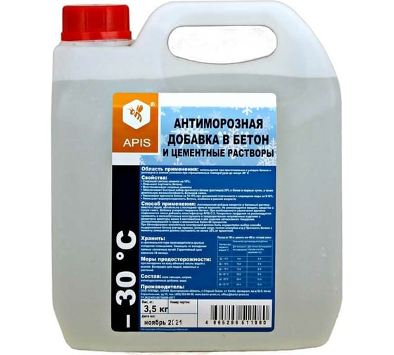 Изображение товара Антиморозная добавка в бетон APIS (-30 градусов; канистра; 3,5 кг) 4665296516985