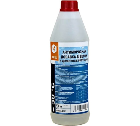 Изображение товара Антиморозная добавка в бетон APIS (-30 градусов; бутылка; 1,2 кг) 4665296516947