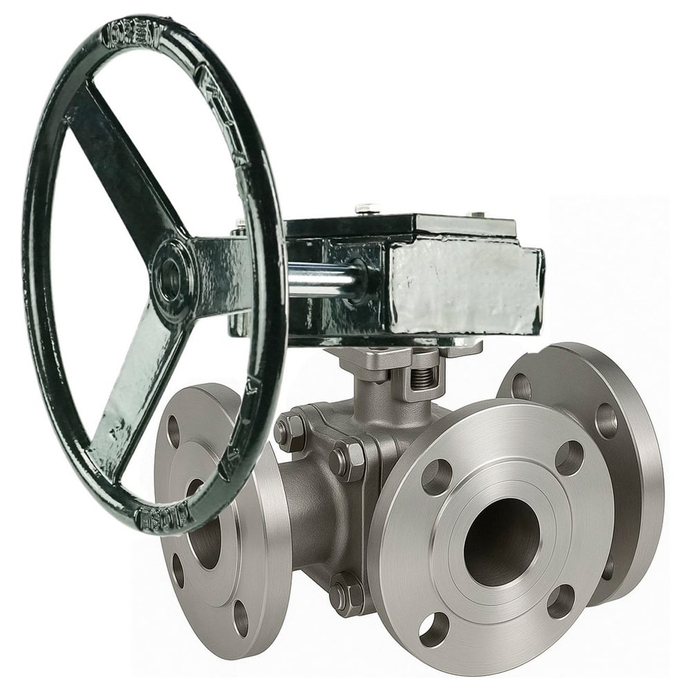 Изображение товара Кран шаровой DN50 3-ходовой разборный из нержавеющей стали фланцевый HYMT