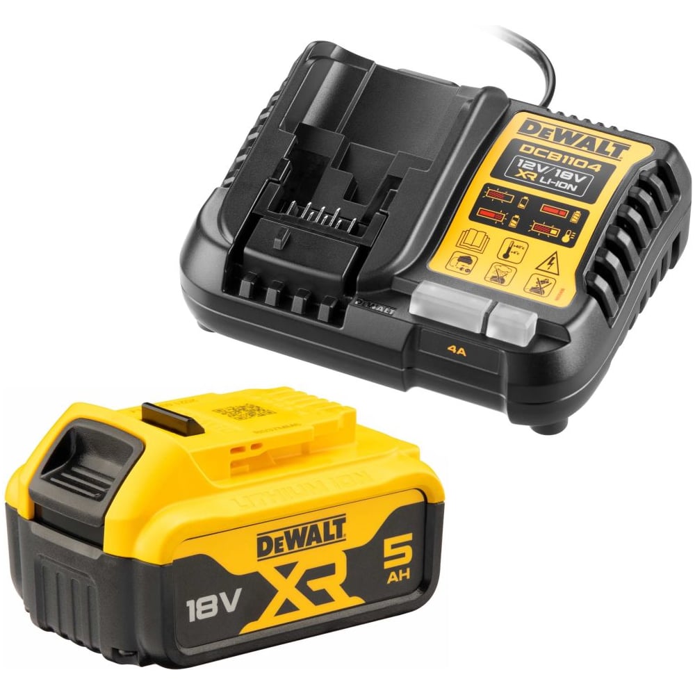 Изображение товара Набор Dewalt DCB1104P1: АКБ DCB184, Li-Ion, 18 В, 5 Ач и зарядное устройство DCB1104, 12/18 В, 4 A DCB1104P1-QW