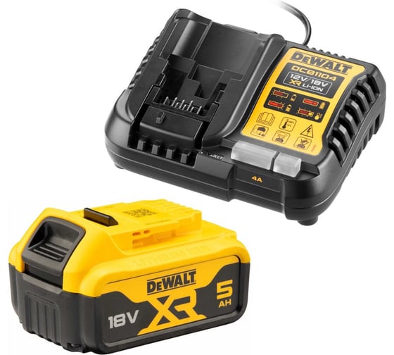 Изображение товара Набор Dewalt DCB1104P1: АКБ DCB184, Li-Ion, 18 В, 5 Ач и зарядное устройство DCB1104, 12/18 В, 4 A DCB1104P1-QW