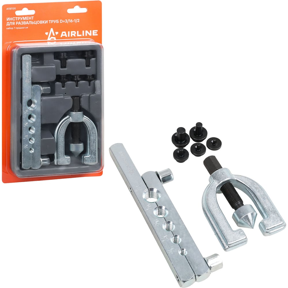 Изображение товара Инструмент для развальцовки труб D=3/16-1/2 Airline набор 7пр. ATBT011