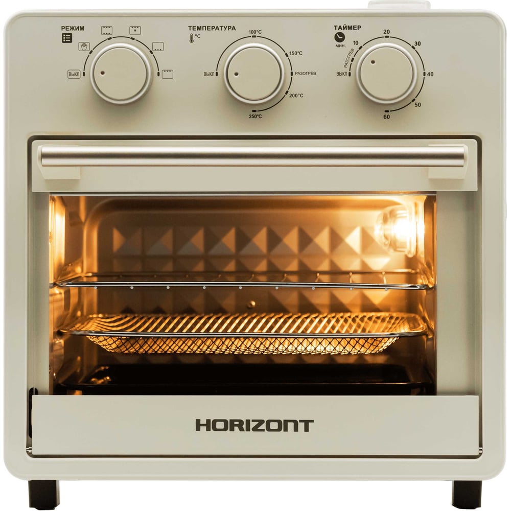 Изображение товара Мини-печь Horizont MO-1601BEF_Airfryer Over, беж,16 л,1200 Вт HOR002