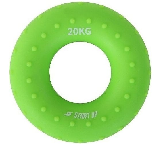 Изображение товара Кистевой круглый эспандер Start Up NT34036 с рельефом, 20 кг, зелёный 4690222169027