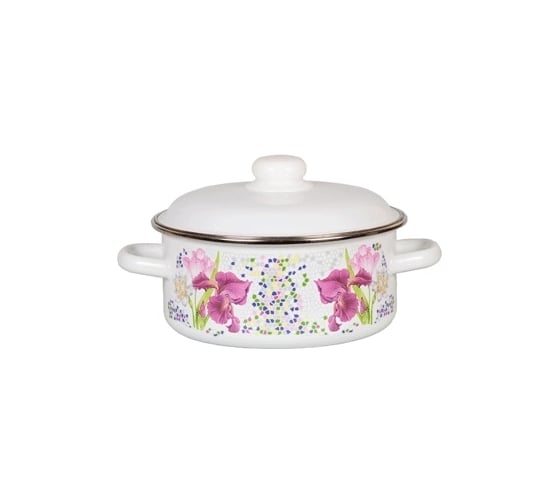 Изображение товара Кастрюля СТАЛЬЭМАЛЬ цилиндрическая, 4 л, мозаика белоснежная ПД8249