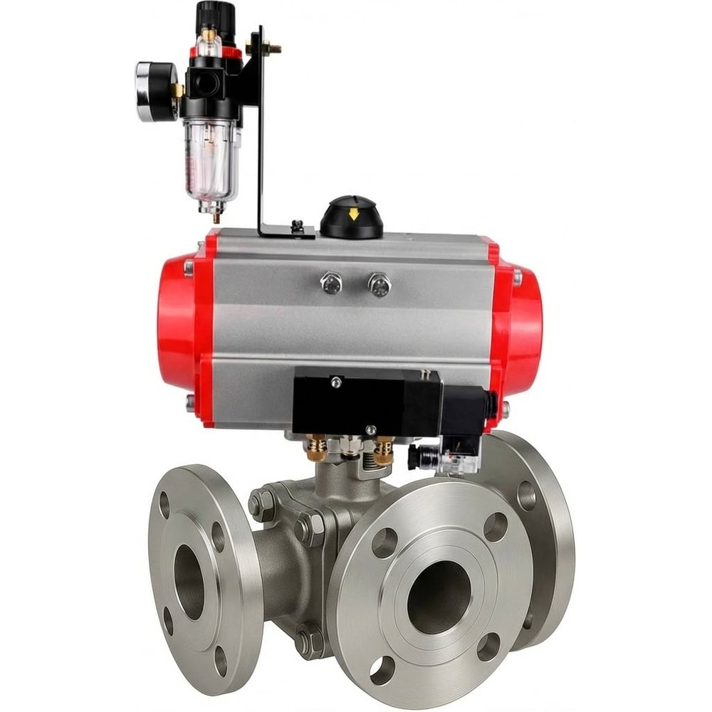 Изображение товара Кран шаровой DN.ru 316-316-PTFE-FP-3L-F-ISO-H Ду80 Ру16 для воды