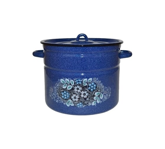 Изображение товара Эмалированная кастрюля СТАЛЬЭМАЛЬ цилиндр, 12.5 л, синий с зерном, голубика ПС6954