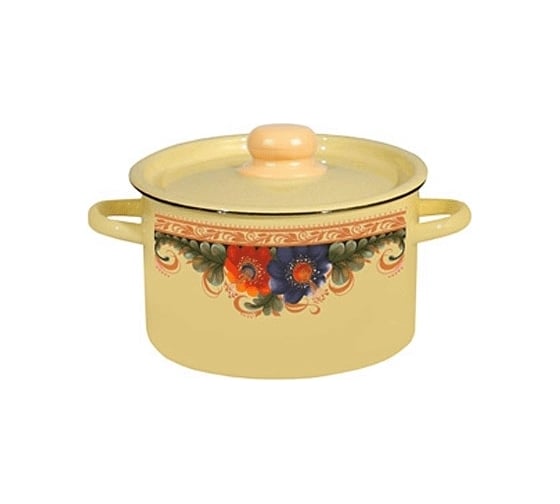 Изображение товара Эмалированная кастрюля СТАЛЬЭМАЛЬ цилиндрическая, 2.9 л, крем, Вологда ТБ12058