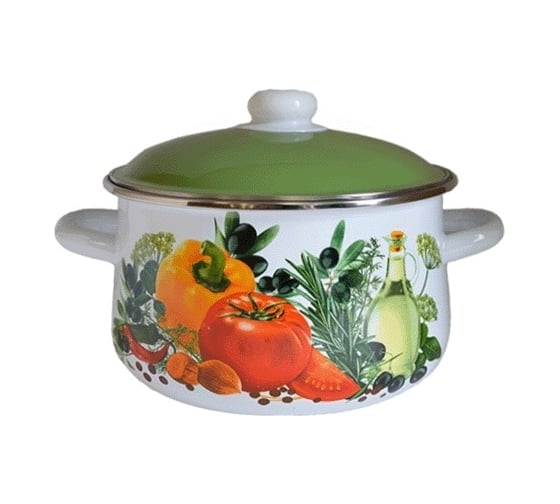 Изображение товара Эмалированная кастрюля СТАЛЬЭМАЛЬ коническая, 5.5 л, белоснежная, европейская кухня ПД1524