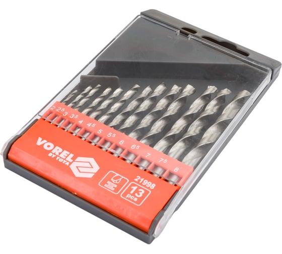 Изображение товара Набор сверл HSS (13 шт; 2-8 мм) VOREL 21998