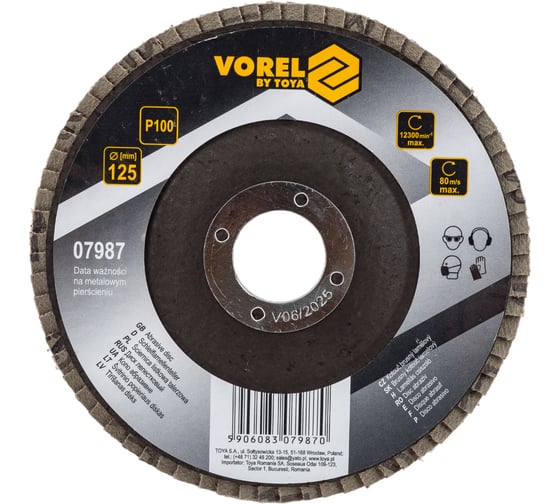 Изображение товара Диск лепестковый (125х22 мм; Р100) VOREL 07987