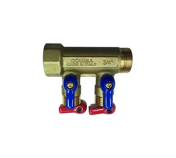 Изображение товара Коллектор с шаровыми кранами Comisa 2 вых. 3/4-1/2 нар. 8820172