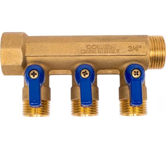 Изображение товара Коллектор с шаровыми кранами Comisa 3 выхода, 3/4-1/2 нар 8820173