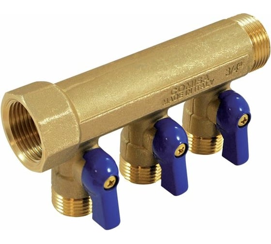 Изображение товара Коллектор с шаровыми кранами Comisa 4 выхода, 3/4-1/2 нар 8820174