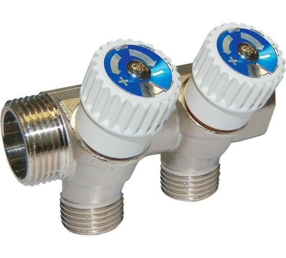 Изображение товара Коллектор с вентилями Comisa 3/4-1/2-2 выхода, никель 8820050