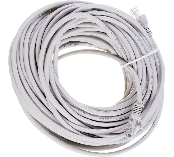 Изображение товара Патч-корд ЭРА Simple PC-20U-A U/UTP категория 5e, длина 20 метров, неэкранирован, серый, Б0051378