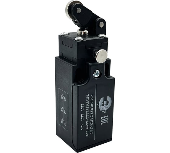 Изображение товара Выключатель путевой концевой МЭЗ ВП19М21Б332-65У2.14Ф прямой рычаг с роликом, 3НЗ, прямое действие, фикс. ЕА1933214Ф