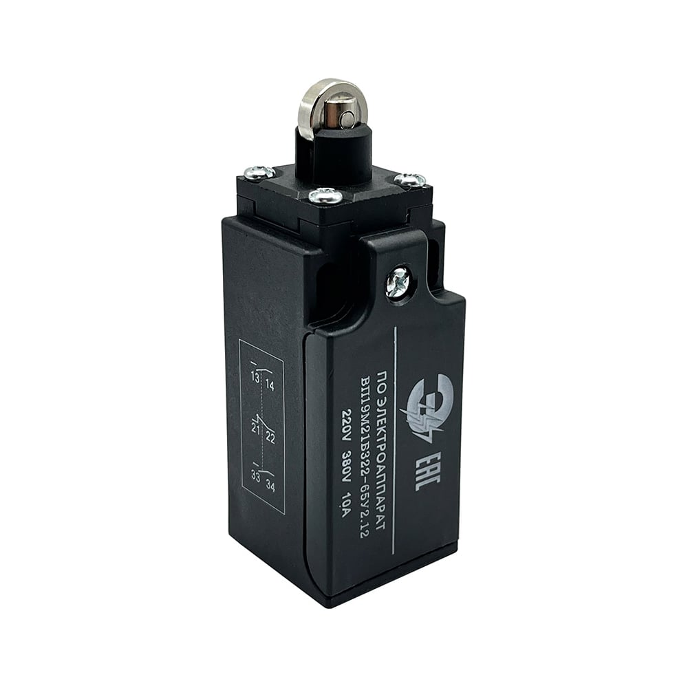 Изображение товара Выключатель путевой концевой МЭЗ ВП19М21Б322-65У2.14 толкатель с роликом 3НЗ