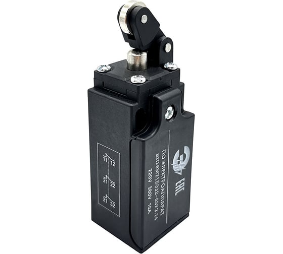 Изображение товара Выключатель путевой концевой МЭЗ ВП19М21Б332-65У2.14 прямой рычаг с роликом, 3НЗ, прямое действие ЕА1933214