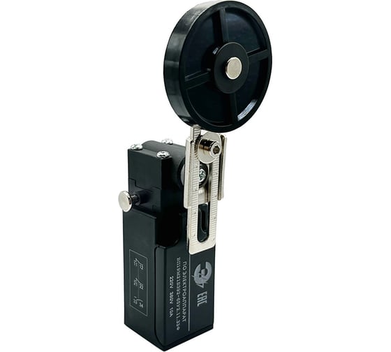 Изображение товара Выключатель путевой концевой МЭЗ ВП19М21Б392-65У2.11.33Ф поворотный регулируемый рычаг с колесом, 1НО+2НЗ, прямое действие, фикс. ЕА193921133Ф