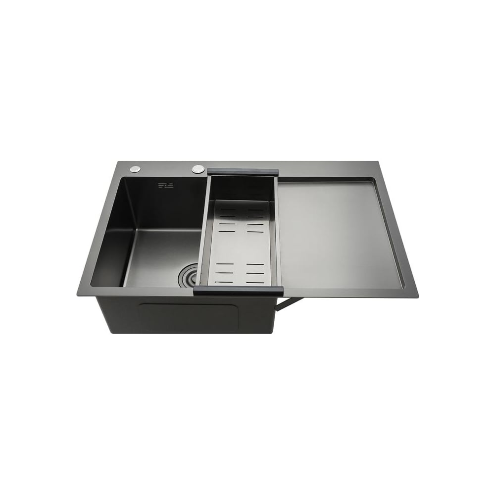 Изображение товара Мойка GAPPO GS7850 с коландером, графит, врезная, 1 чашa, нержавеющая сталь