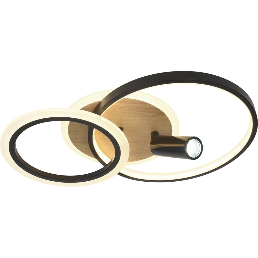 Изображение товара Светильник потолочный светодиодный ЭРА Модерн Rondo CLL-1-85-RC BK с ДУ 85W 3000-6500К черный/дерево Б0069745