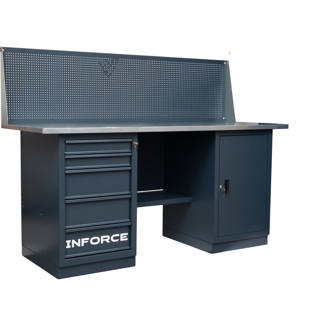Изображение товара Верстак Inforce 1800х686х1350 с тумбами и экраном профессиональный