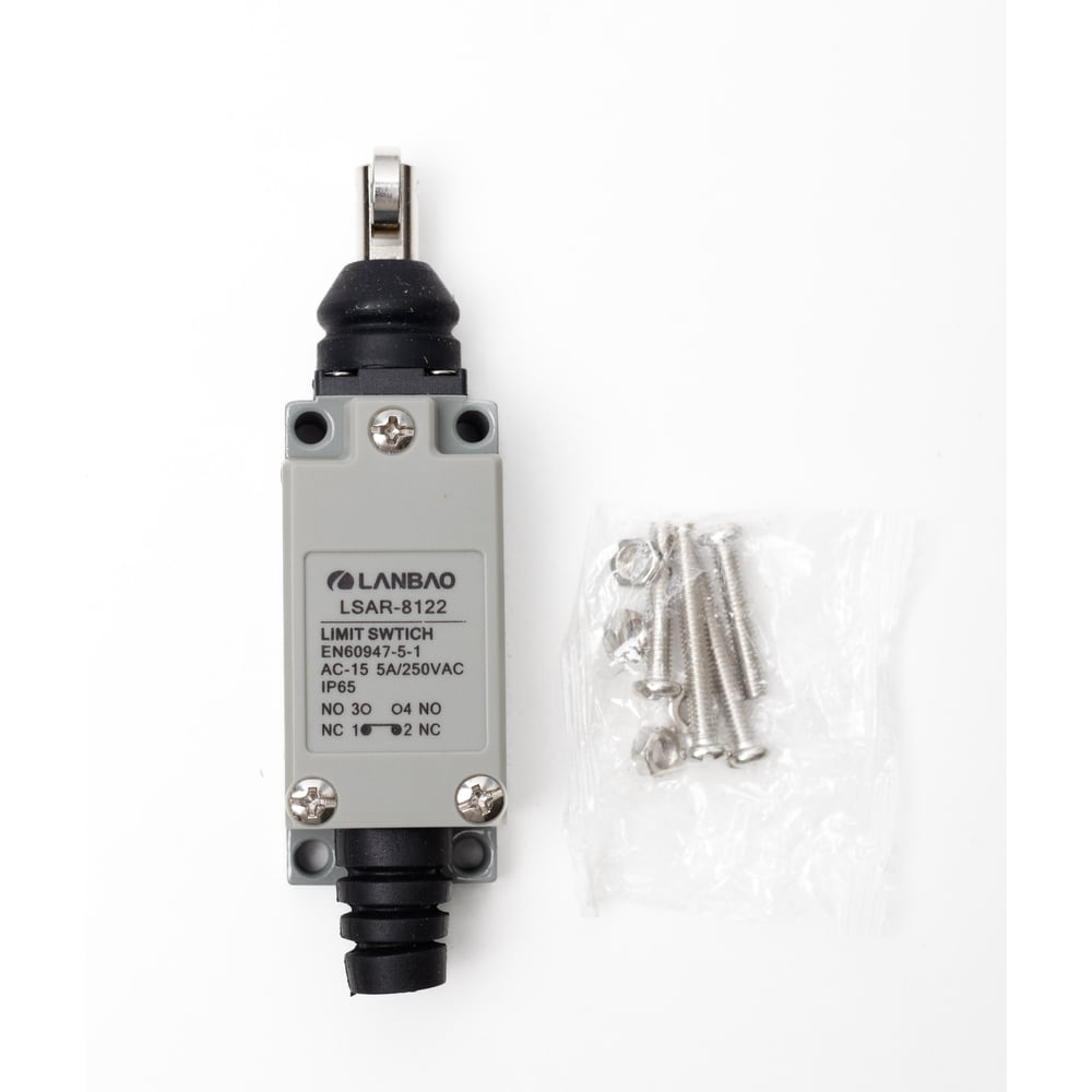 Изображение товара Kонцевой выключатель Lanbao LSAR-8122 мгнов. действия, корпус 28x25, 5x115, 9 цинк.сплав, IP65, NO/NC поперечно-роликовый плунжер 08-00050008