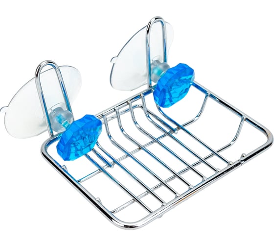 Изображение товара Подвесная мыльница Рыжий кот Бриллиант прямоугольная, синий, на 2 присосках W2791 311456