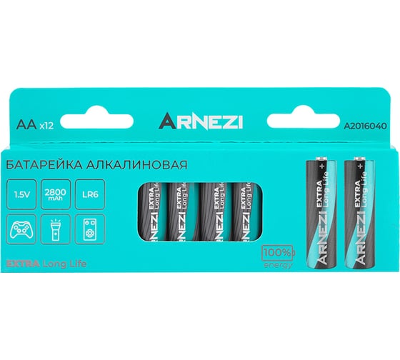 Изображение товара Батарейка алкалиновая Arnezi AA/LR6 2800mAh Extra LongLife 1.5V (12шт) A2016040
