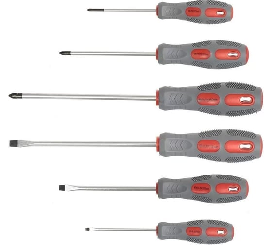 Изображение товара Набор отверток BARTEX 6 пр, PH 0,1,2/ SL 3,5,6, антискольз двухкомп, CrV сталь, SCDFS-6 142931