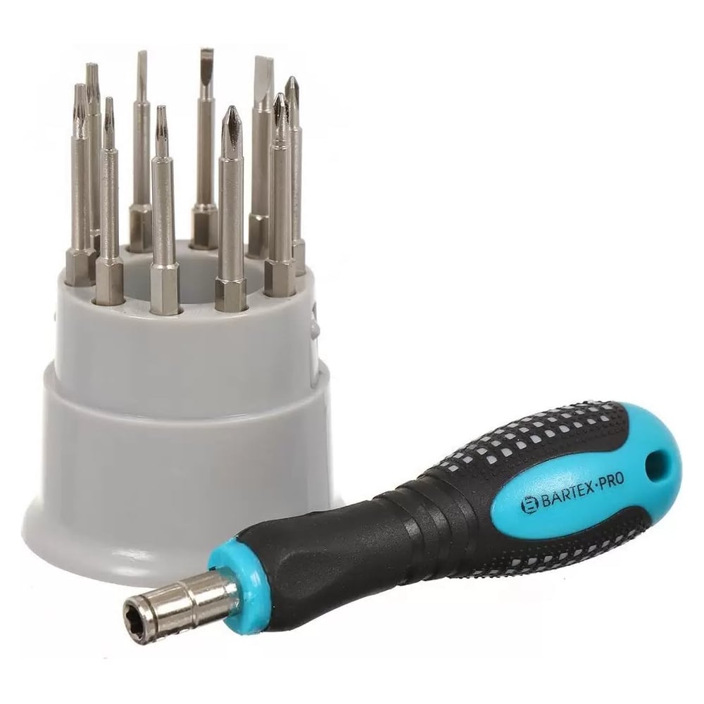 Изображение товара Набор отверток для точных работ BARTEX 11 пр, , SL, PH, T, трехкомпонент ручка, с насад, пенал, AI-3 388633