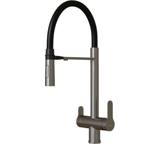 Изображение товара Смеситель для кухни MIXLINE 35k MLSS-0401 ЧЕРНЫЙ гиб. излив магнит, подкл.к фильтру, п/гайку САТИН 556013