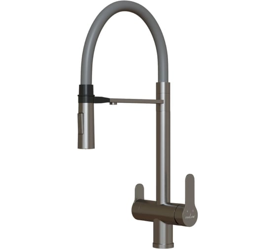 Изображение товара Смеситель для кухни MIXLINE 35k MLSS-0401 СЕРЫЙ гиб. излив магнит, подкл.к фильтру, п/гайку САТИН 556010