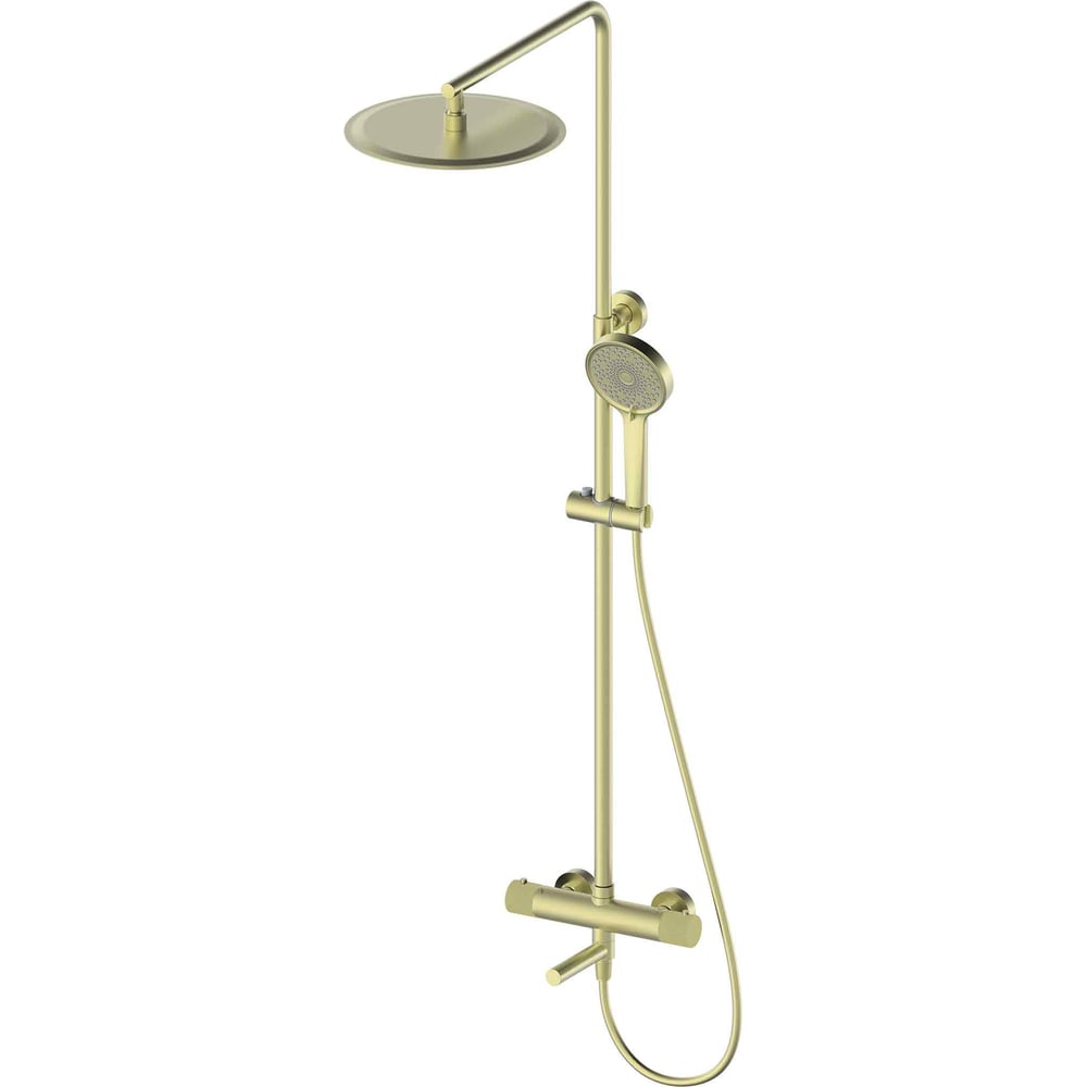 Изображение товара Душевая стойка с термостатом Oliveeka OL-739902-BG золото матовое современная система