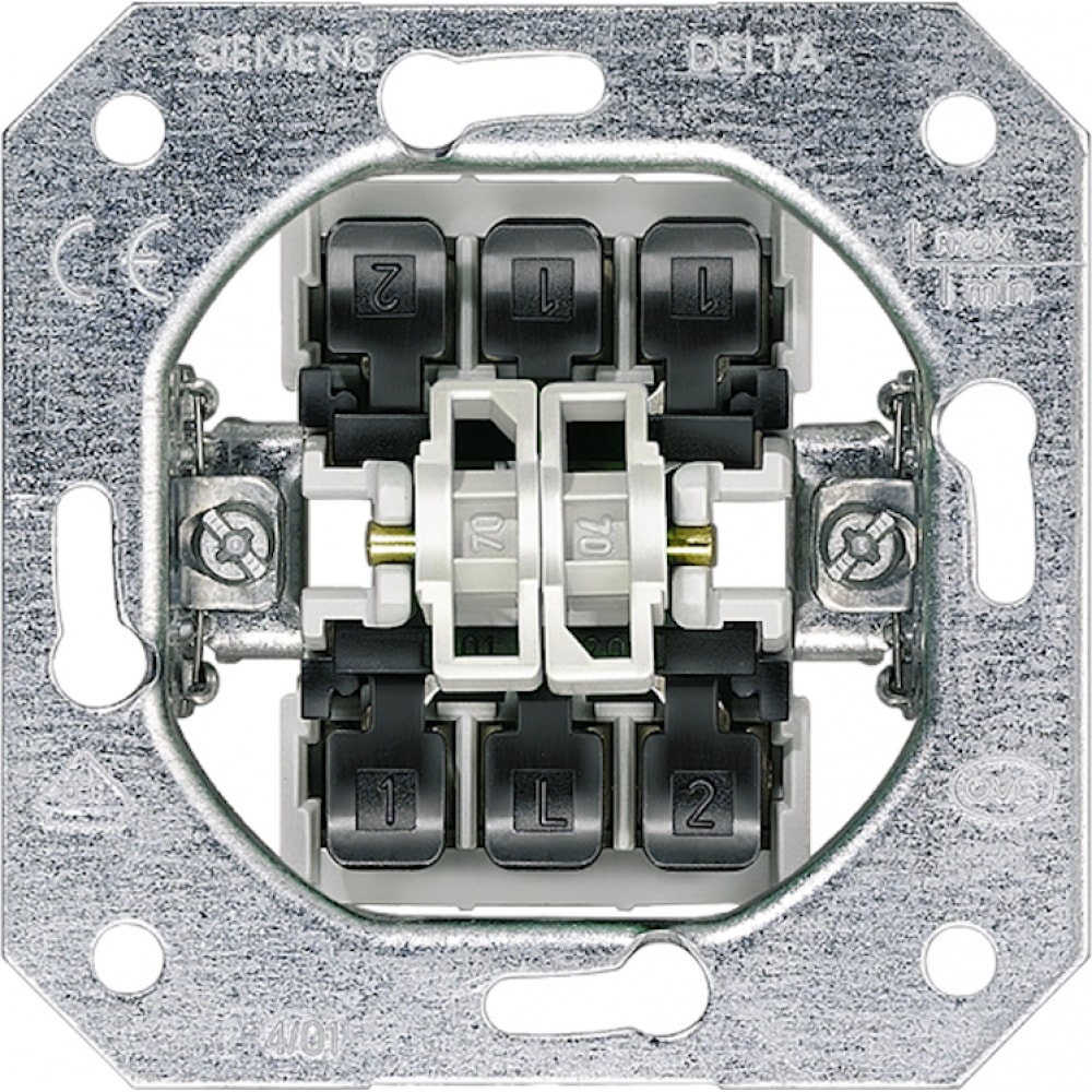 фото Проходной перекрестный двухклавишный выключатель siemens