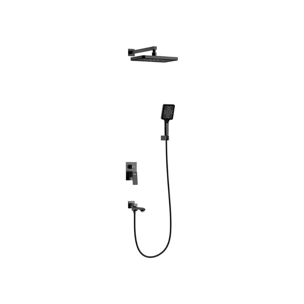 Изображение товара Душевая система FRAP F7176-6 с верхним душем и поворотным изливом черная современная