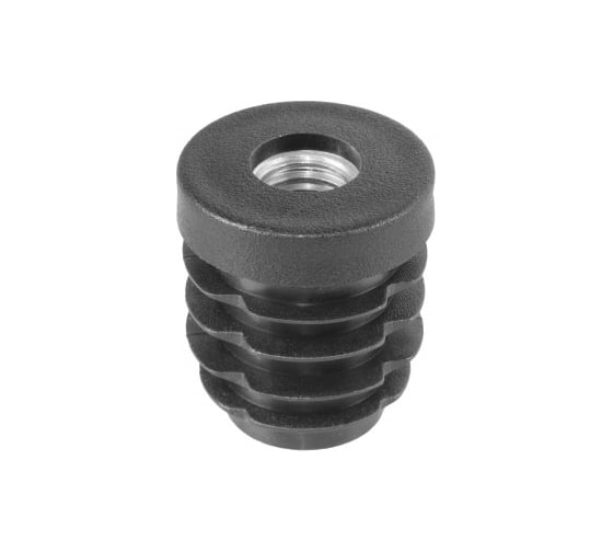 Изображение товара Заглушка пластиковая круглая Миниворкс Ø25, с металлической резьбой М10, черный, 15 шт. 25М10ЧС