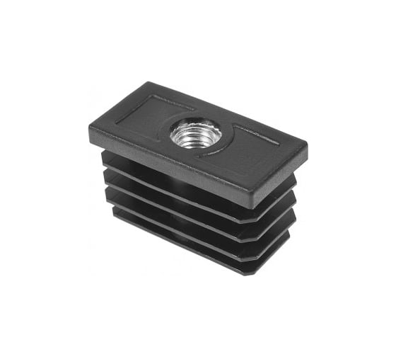 Изображение товара Заглушка пластиковая прямоугольная Миниворкс 25х50, с металлической резьбой М10, стенка 1.0-2.0 мм, черный, 10 шт. 25-50М10ЧС