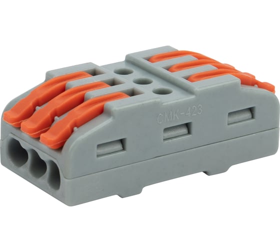 Изображение товара Проходная клемма REXANT СМК 222-423, 3 полюса (0,08-4 мм2), серая, 25 шт. 07-6263-3