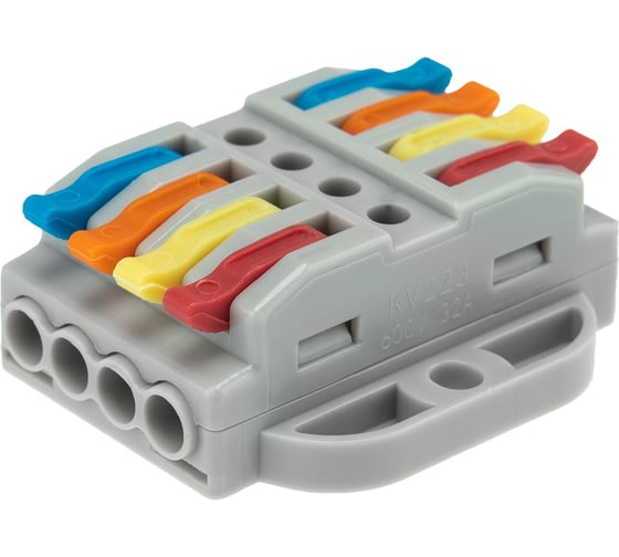 Изображение товара Клемма REXANT СМК 222-424P проходная 4 полюса, с монтажной площадкой (0,08-4 мм2), серая, 25 шт. 07-6264