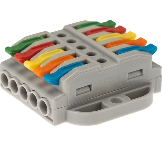 Изображение товара Проходная клемма REXANT СМК 222-425P, 5 полюсов, с монтажной площадкой (0,08-4 мм2), серая, 20 шт. 07-6265