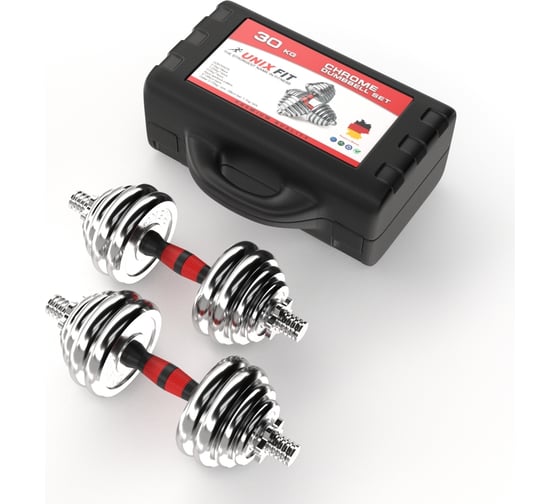 Изображение товара Набор гантелей в кейсе UNIXFIT 30 кг DBKITU30