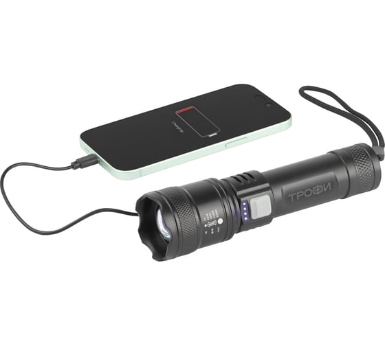 Изображение товара Светодиодный фонарь Трофи UA-103 аккумуляторный 7 Вт оптический Zoom 3 режима powerbank Б0069800