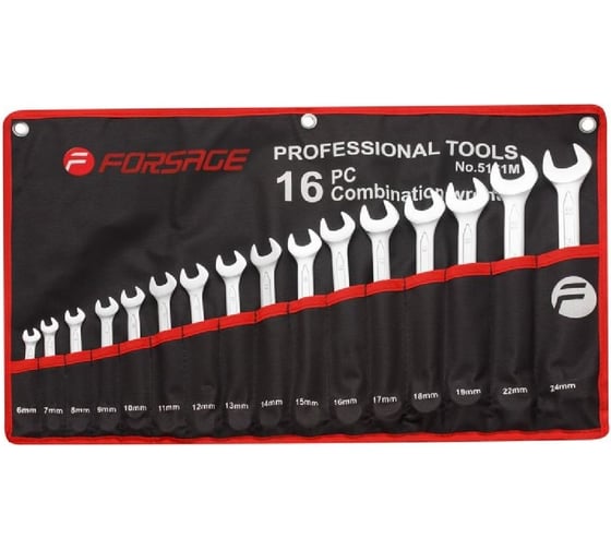 Изображение товара Набор комбинированных ключей Forsage 16пр. на полотне F-5161P(10354)