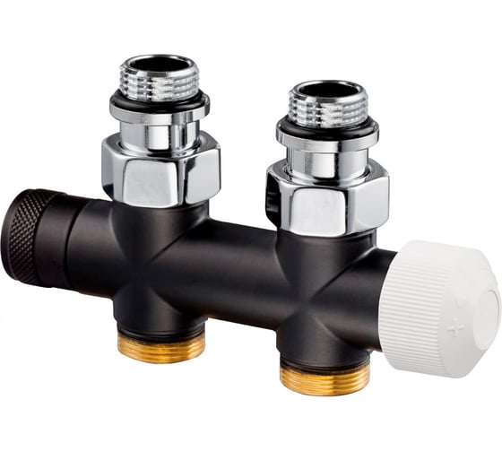 Изображение товара Узел нижнего подключения термостатический прямой SR Rubinetterie 1/2х3/4Е, черный матовый 0686-1500VCES