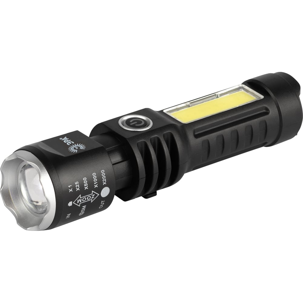 Изображение товара Светодиодный фонарь ЭРА UA-403 универсальный аккумуляторный 5 Вт LED + 3 Вт COB оптический Zoom 4 режима USB type C Б0069805